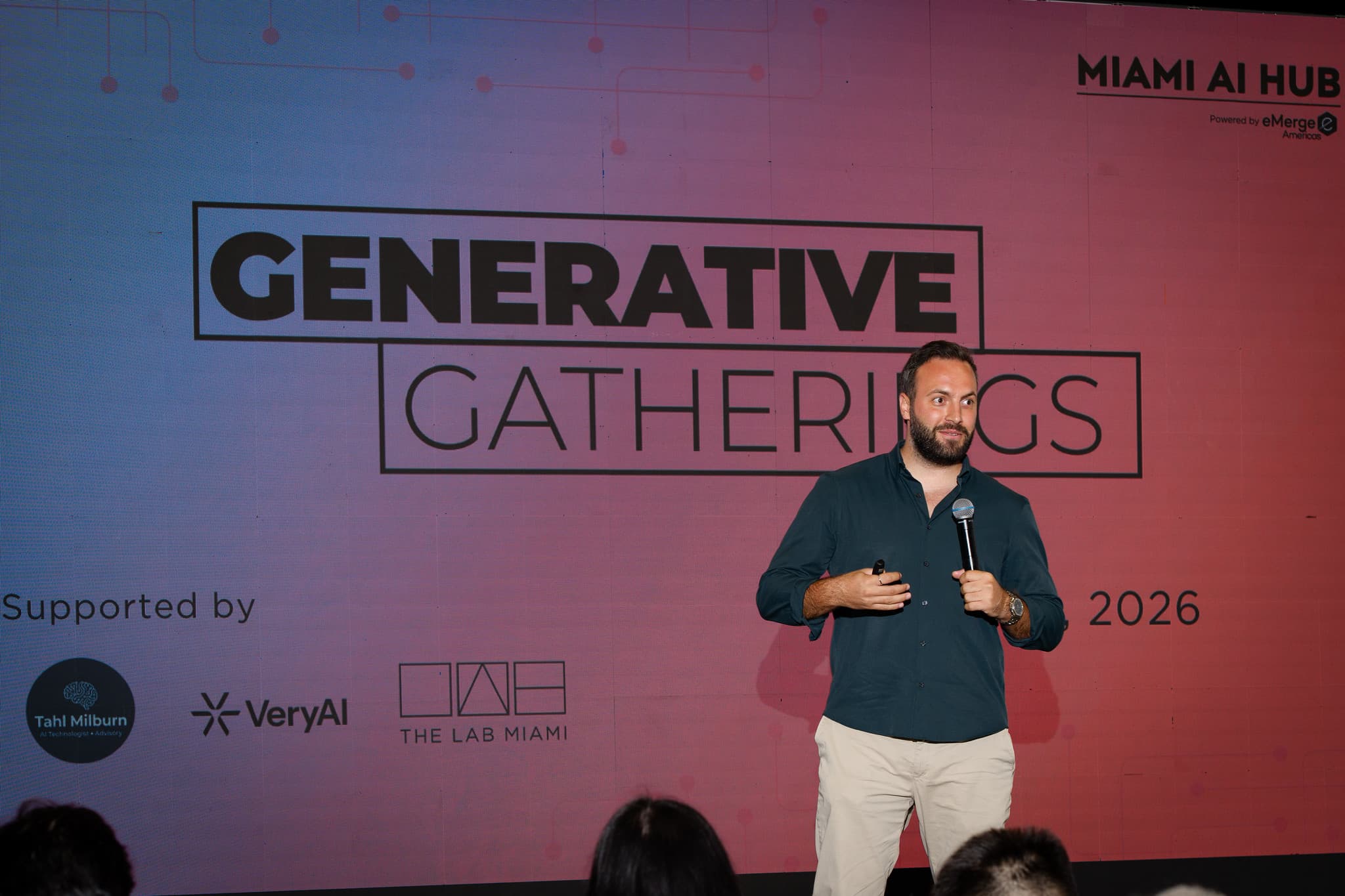 On stage at a Generative Gathering, The LAB Miami